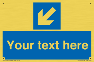 Custom Mandatory directional sign, blue arrow down and left